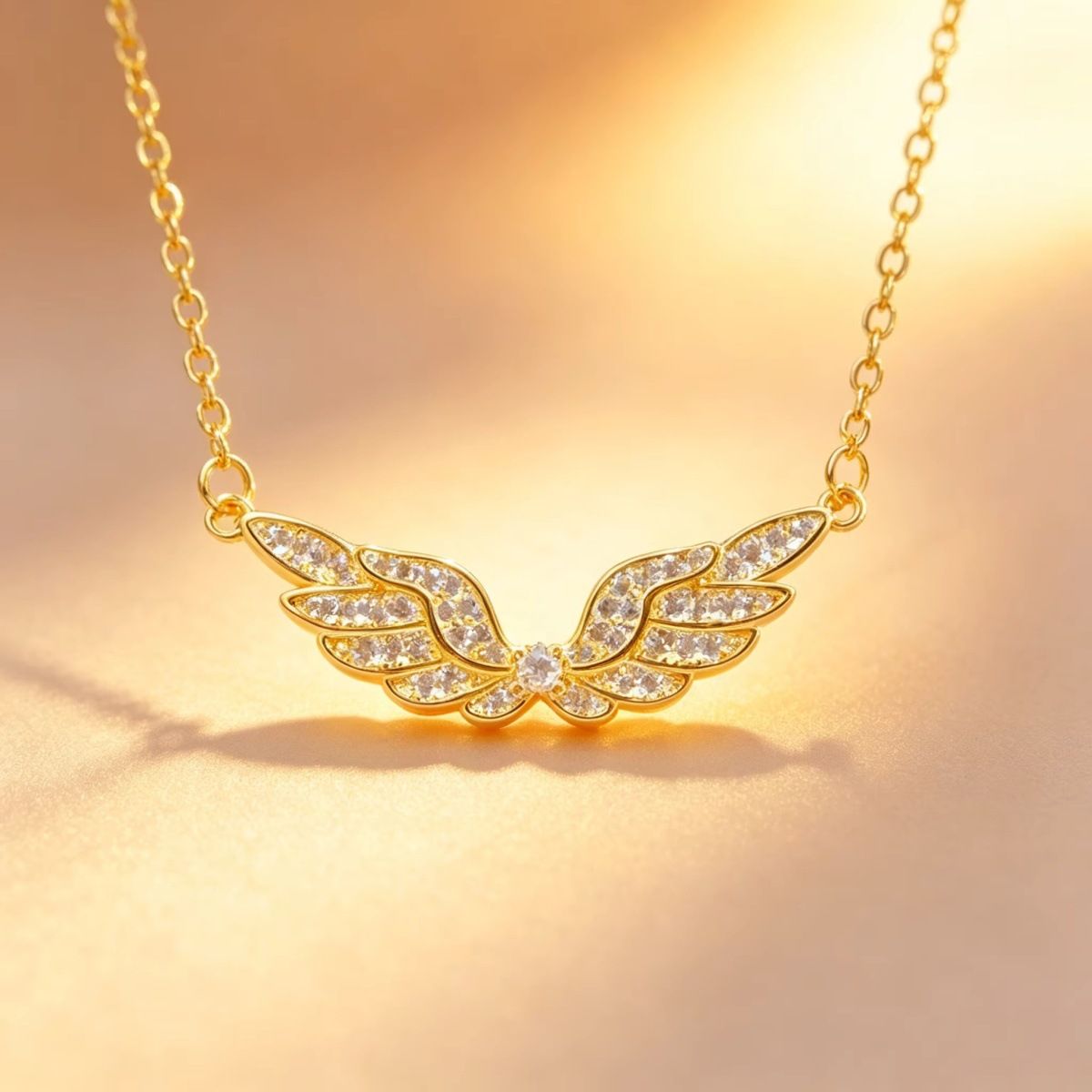 Minimalist Luxury Angel Wings Necklace features delicate wing-shaped design with sparkling inlaid zircon diamonds, showing elegant and advanced temperament. Slim clavicle chain fits neck curve perfectly