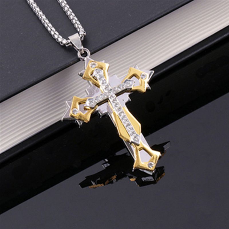 Necklace free shipping Titanium steel diamond studded cross necklace CRRSHOP Christmas Easter Holiday gifts 