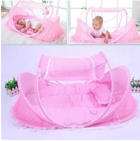 Portable baby bed with mosquito outlet net