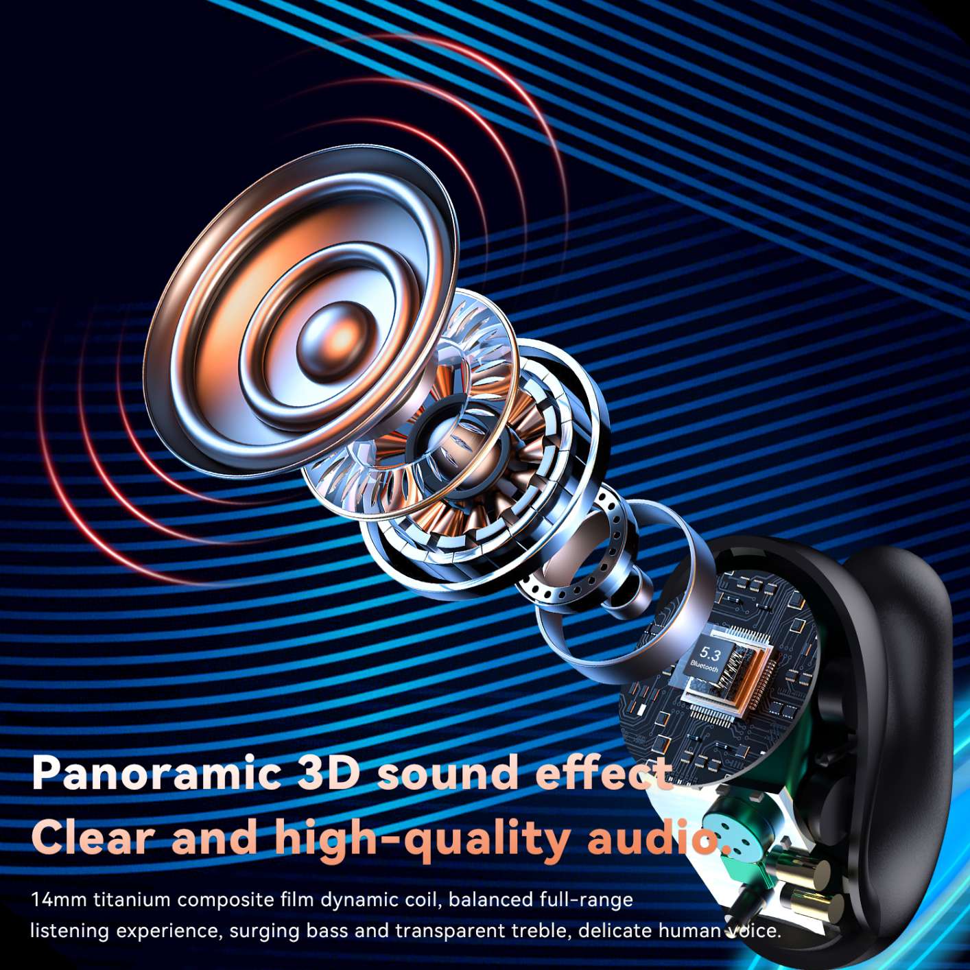 YYK-Q92 Wireless Ear Clip Bone Conduction Headphones Waterproof Bluetooth Open Ear Earbuds Cycling Earpiece Noise Canceling Headset Sports Bluetooth 5.0 Earphones Headset for Driving
