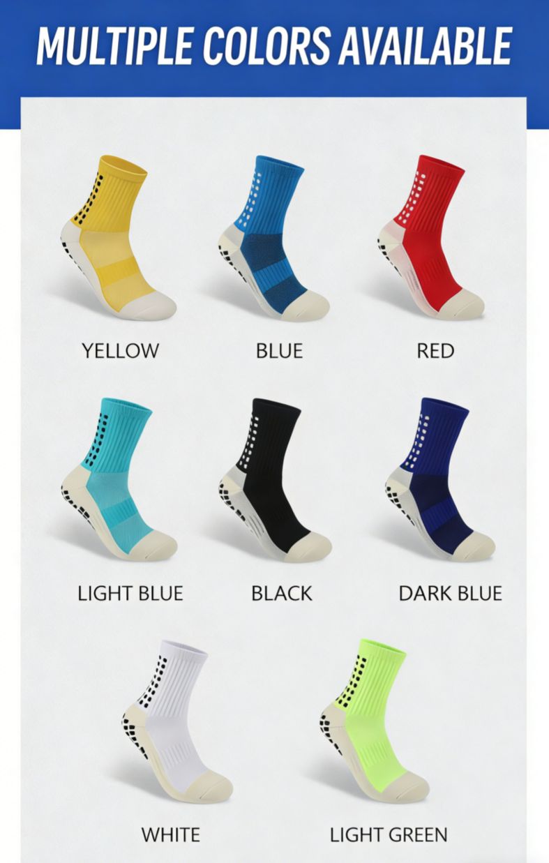 Non-Slip Grip Soccer Socks, Cushioned Mid-Calf Athletic Socks for Men, Anti-Slip Breathable Running Sports Socks with Grip for Football, Cycling, Hiking