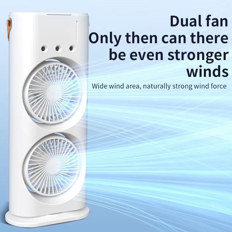 New double-head spray fan for home, dormitory, office, USB shaking mini fan, rechargeable, remote control, silent