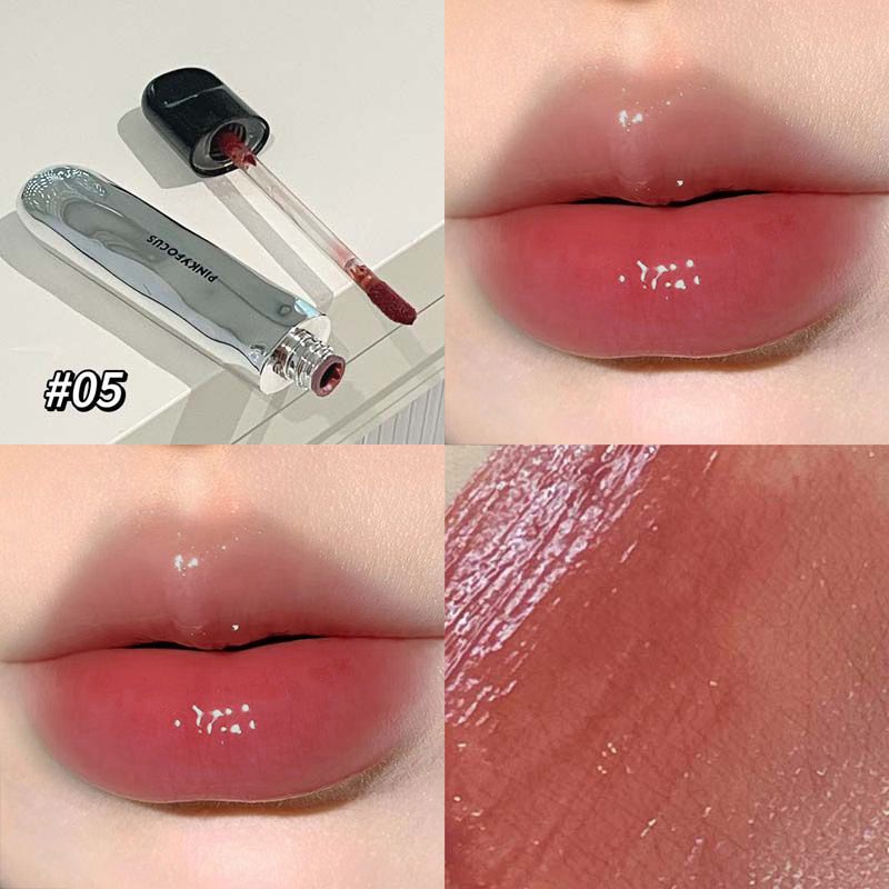 PinkyFocus Black Yaoyue Light Mirror Lip Glaze Korean Pure Want to Show Tender and Moisturizing Hydrating Glass Dudu Lip Lipstick