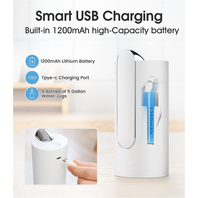 5 Gallon Water Dispenser Foldable Bottle Water Pump Dispenser Portable Electric Drinking Water Pump Automatic Water Dispenser USB Charging for Home Kitchen Office Camping