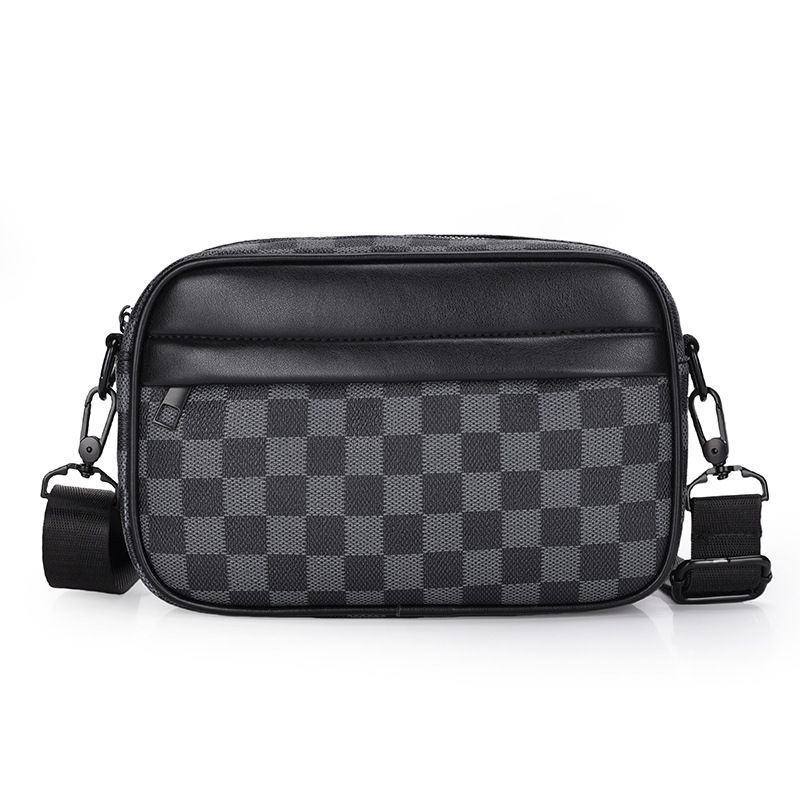 Fashionable and Casual Messenger Shoulder Bag Checkered Small Crossbody Bag Business Leather Men's Shoulder Bag
Men's bag