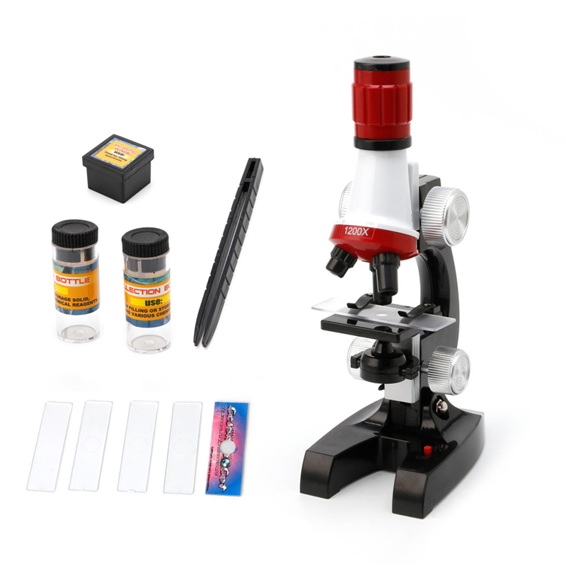 1200X-400X-100X Microscope Kit Lab LED Home School Science Educational Kids Toy Gift Refined Biological Microscope For Children