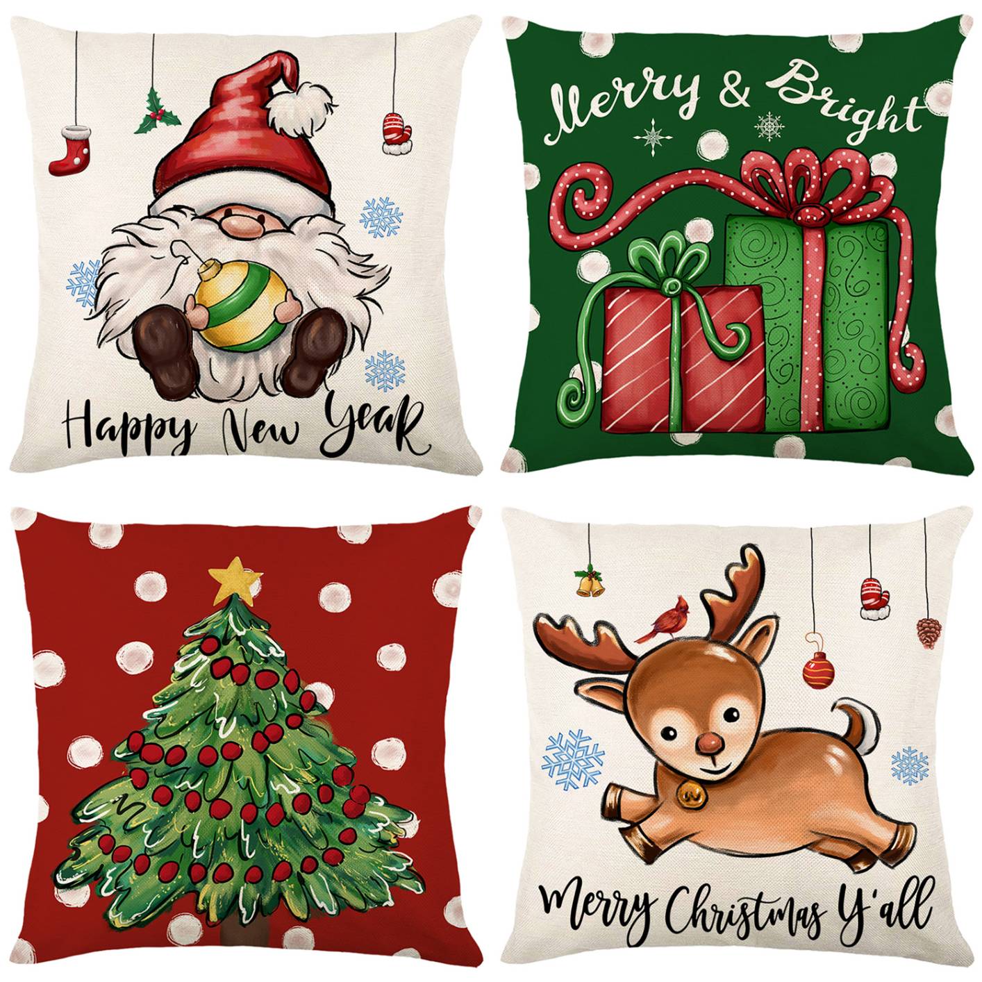 2Pcs 45x45cm Christmas Cushion Cover Merry Christmas Decoration Pillowcase Cute Santa Claus Printed Pillow Case 2023 New Year Gifts
 