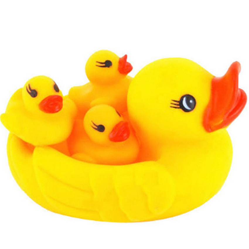 A171 Yellow Rubber Duck Water Floating Children Water Toys Squeeze Sound Squeaky Pool Ducky Baby Bath Toy for Kids 4PCS Baby Toys