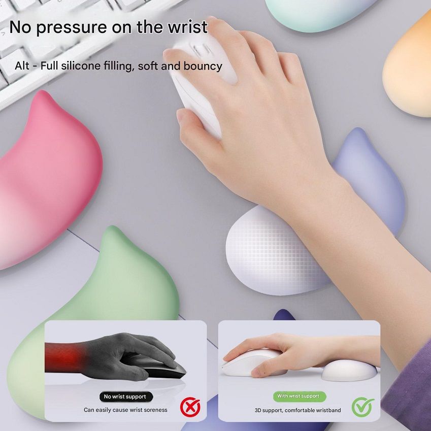 Cute Silicone Wrist Rest Mouse Pad, Soft Ergonomic Wrist Support Cushion for Women, Keyboard Hand Rest Pad for Office Laptop PC Typing
