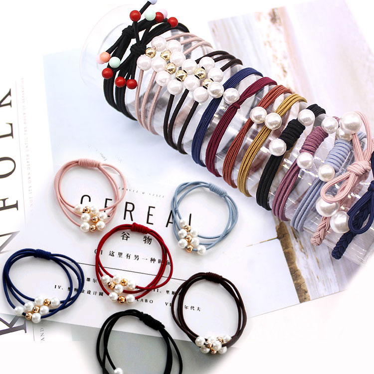 FS029 Pearl Hair Ties Women Elastic Band for Training Accessories for Girls Natural Hair Tail New Headwear