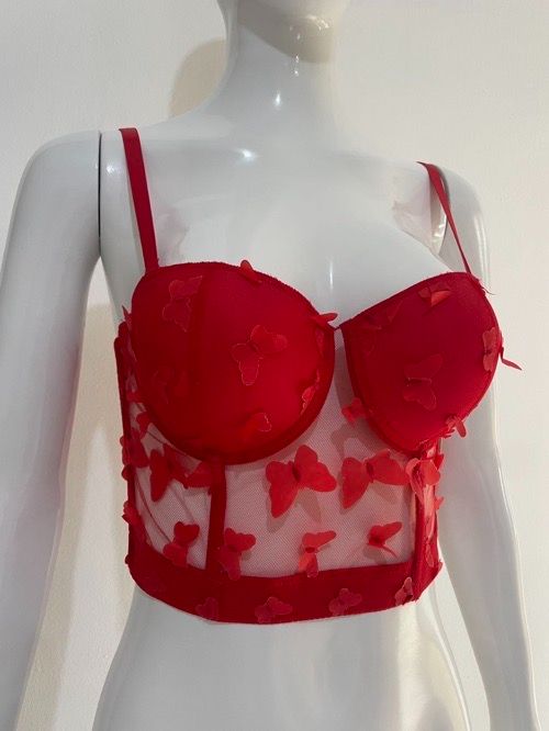 Hot sale solid color butterfly mesh sexy camisole small vest women's corset herringbone breasted bandeau underwear