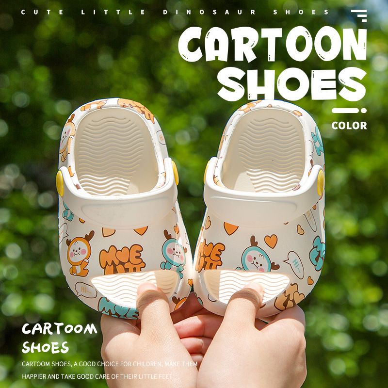 Deer Mili new children's slippers for men and women indoor lovely light soft bottom bathroom full print children crocs
