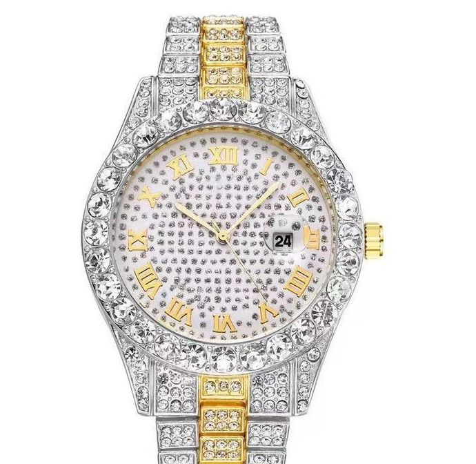 Large dial watch men's watch Roman scale steel strip men's watch Starry Sky business leisure calendar quartz watch