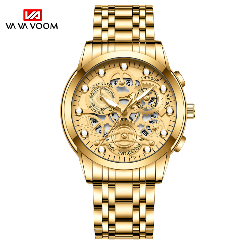 VOOM Men's automatic hollow out non mechanical business watch trend quartz watch student waterproof men's watch luminous watch