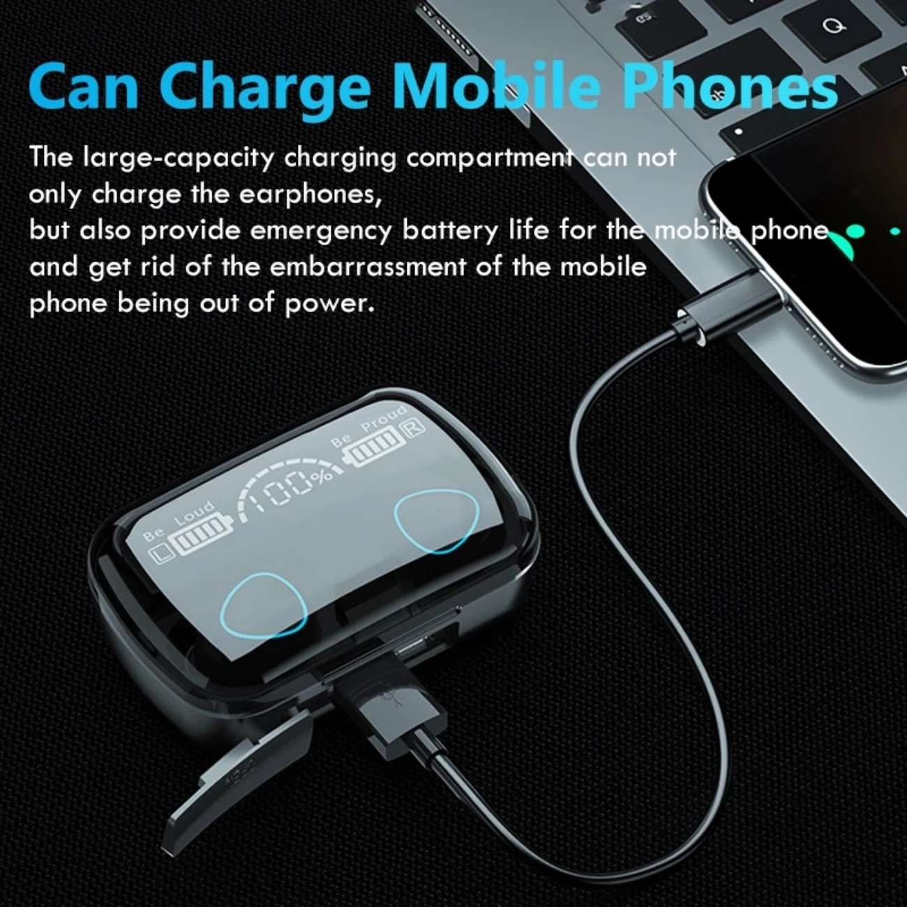 Bluetooth Earbuds with Long Battery Life, Large Capacity, Wireless, Noise-Canceling, Gaming TWS Earbuds for Esports and Sports, In-Ear