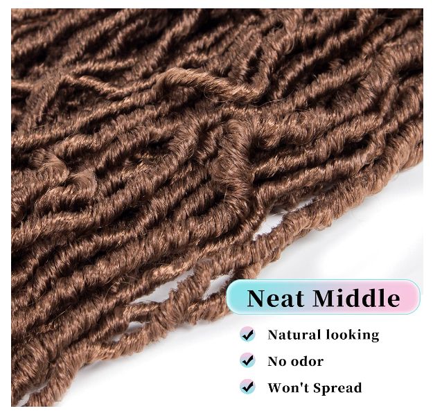 Obaasima Strands Faux Locs Crochet Braids Hair Pre Looped Soft Dreadlocks Braiding Hair Goddess Faux Locs Pack- Soft Locs Crochet Hair BROWN (350#)