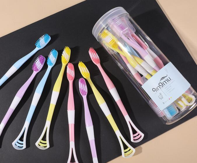 AKAKD 8 PCS Tongue Scraper Tongue Cleaner Tongue Scraper Remove Bad Breath Oral Care 2-in-1 Toothbrush Single