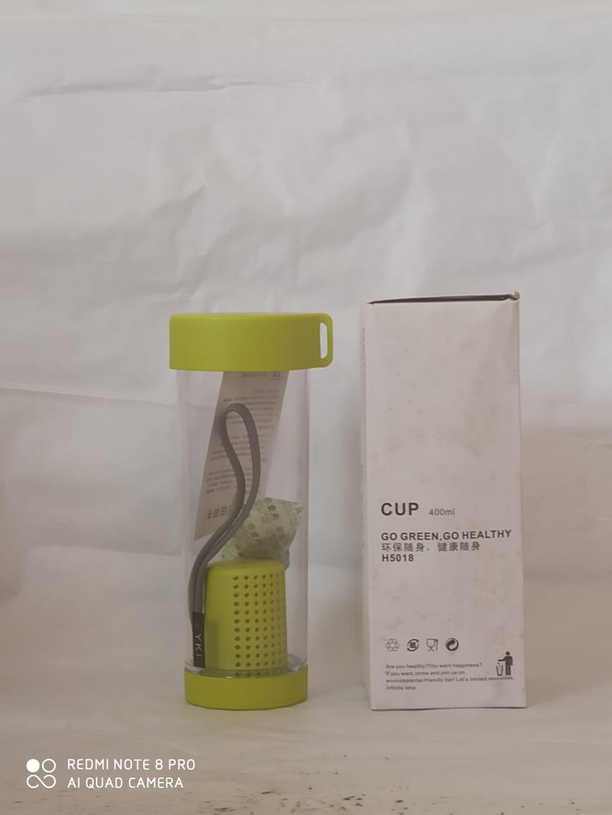 Aurora EYKI Style Portable Plastic Tea Cup, Healthy Food Grade with Filter/Rope, Leakage-proof for Daily Drink/School/Outdoor/Office-400ml