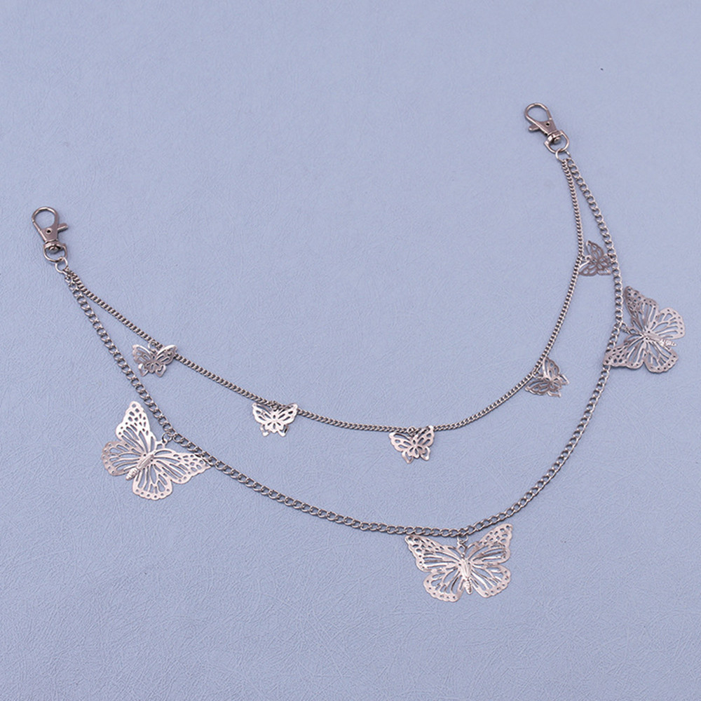 SK-Y-0226 women's double-layer butterfly chain, hip-hop punk metal trouser chain, versatile waist chain accessory