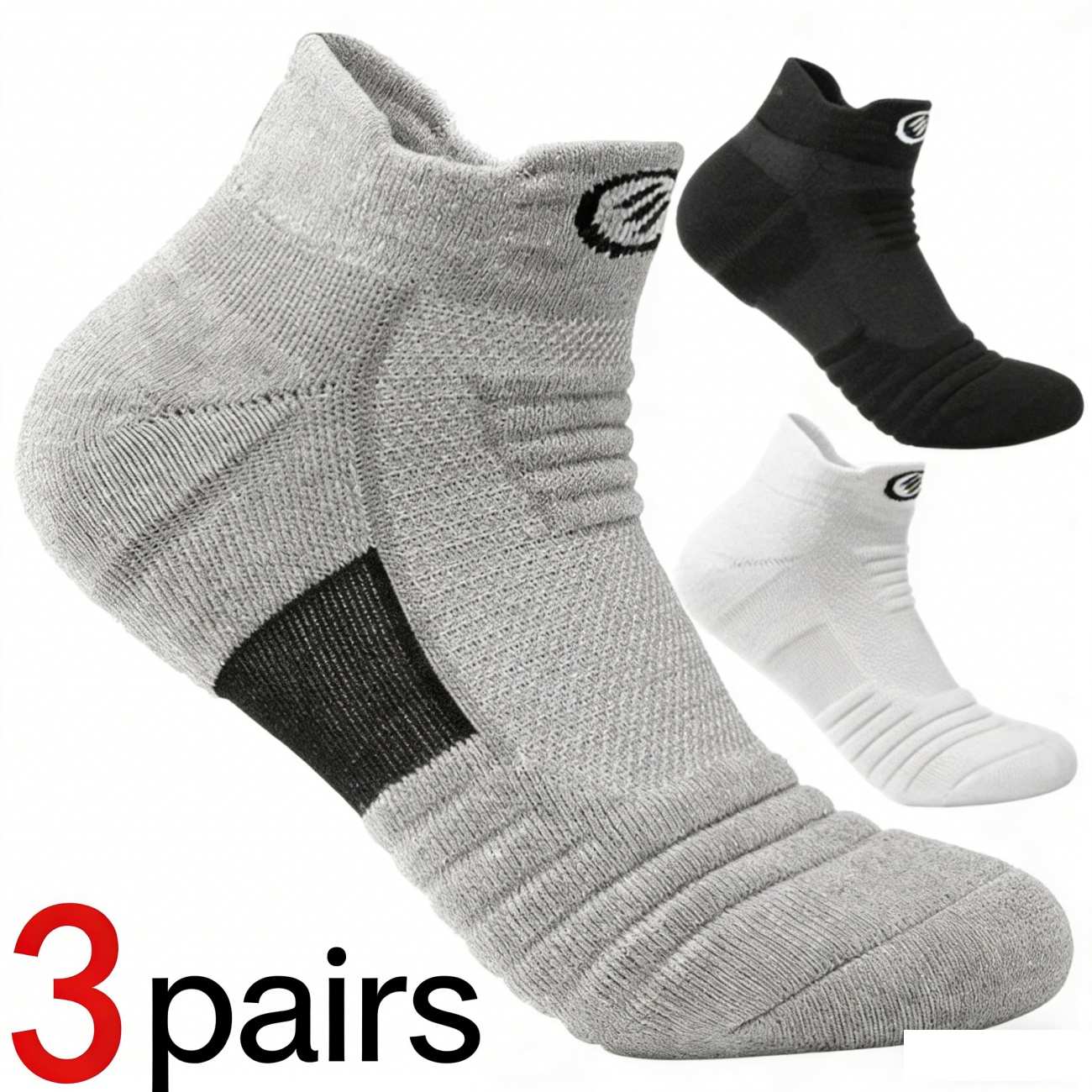 Men's Professional Low Cut Sports Socks, Breathable Mesh Running Basketball Socks, Thickened Terry Sole Cushioned Athletic Socks for Summer, All Seasons
