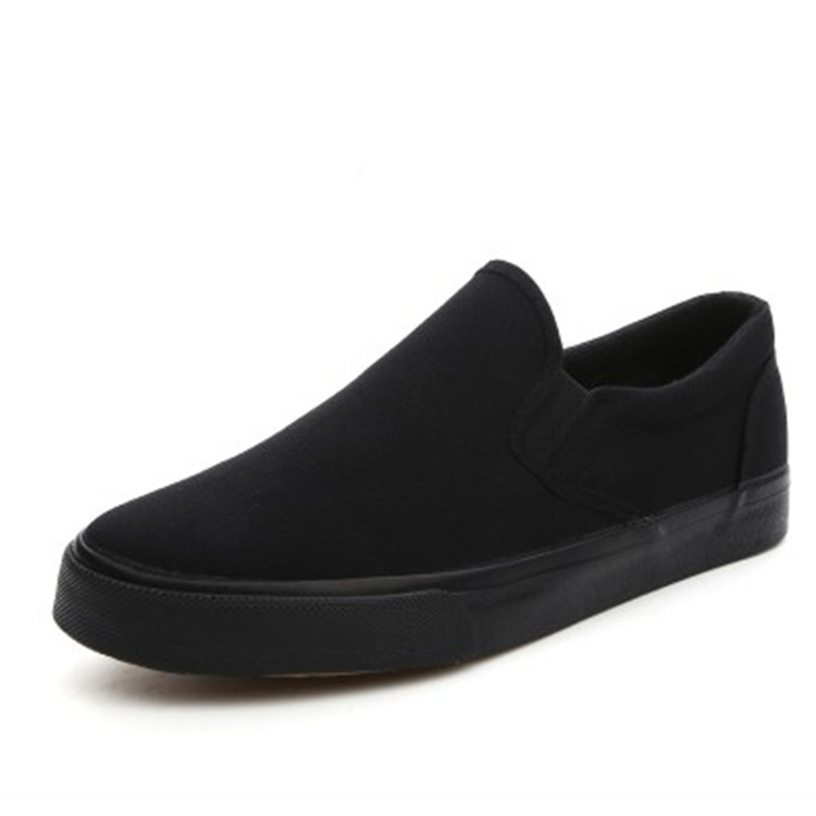 Pure black and black white canvas shoes