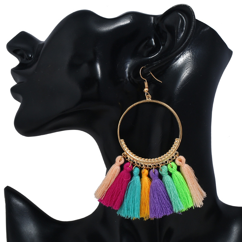 Handmade Tassel Earrings for Women Ethnic Big Drop Earring Bohemia Fashion Jewelry Trendy Cotton Rope Fringe Long Dangle Earings