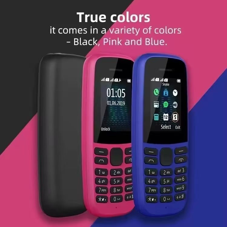 Nokia 1059/106 GSM 2G mobile bar button Dual-SIM mobile phone for students and the elderly- International Version Smartphone
