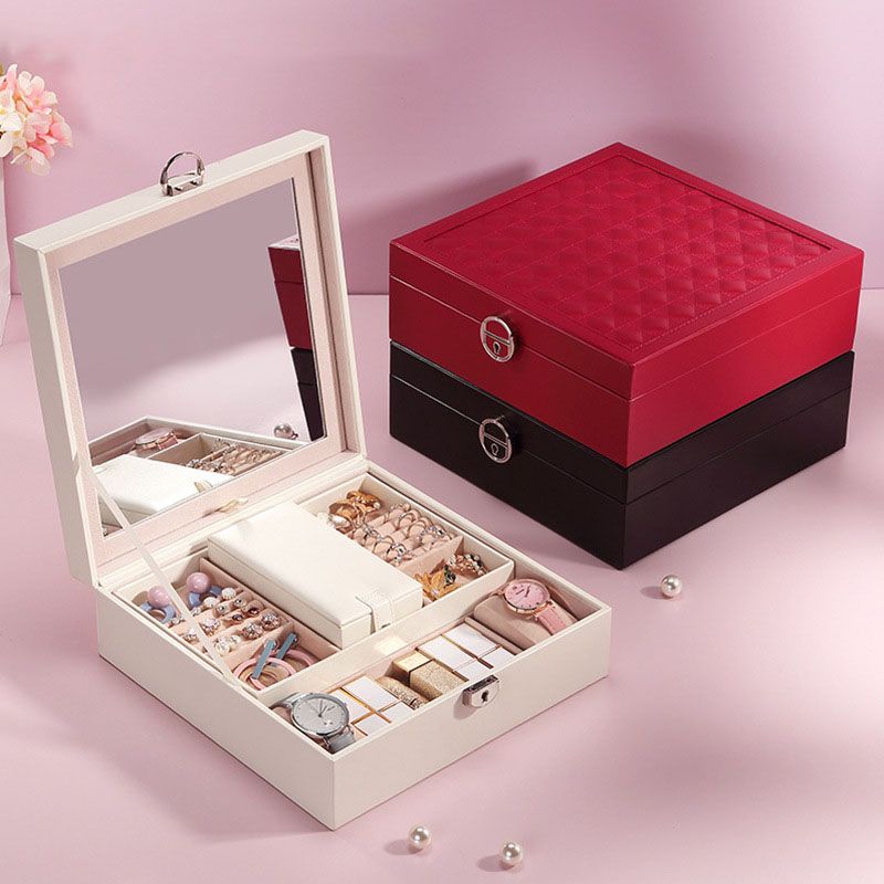 sp01130 Large Jewelry Storage Box With Mirror Large Jewelry Lipstick Exquisite Storage Box