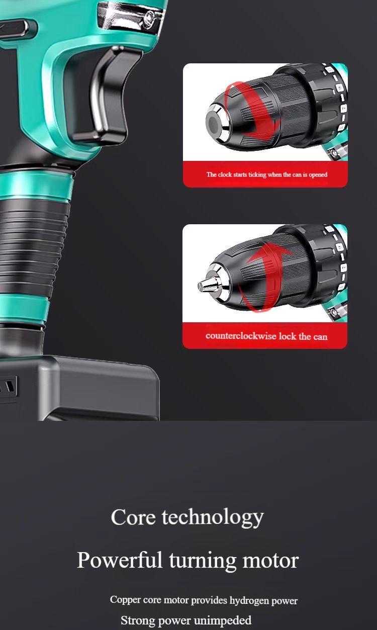 Brushless hand drill impact drill rechargeable dual speed lithium battery to 48V pistol drill power tool screwdriver
