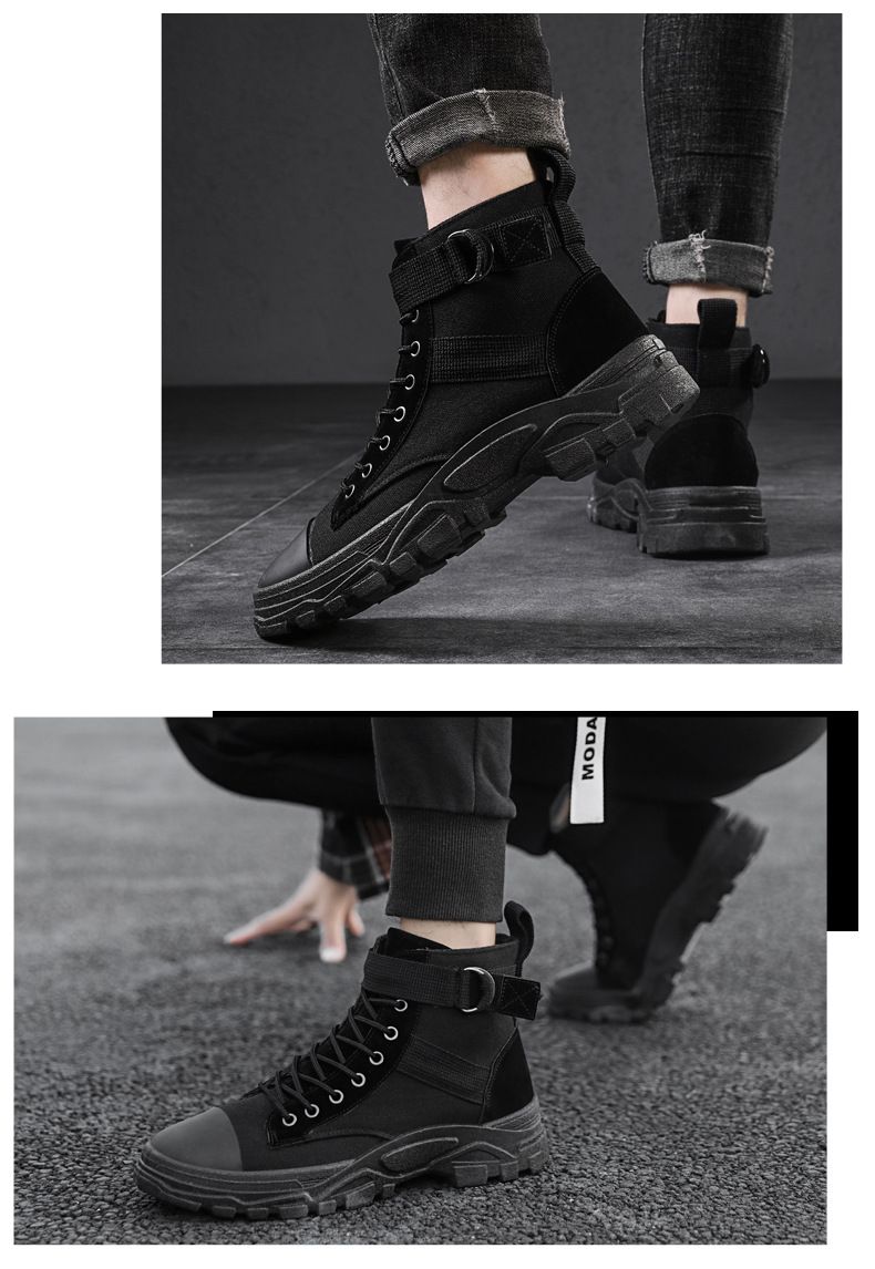 2025 New men's high-top canvas Dr. Martens boots, winter Korean style trendy casual workwear boots, men's trendy shoes