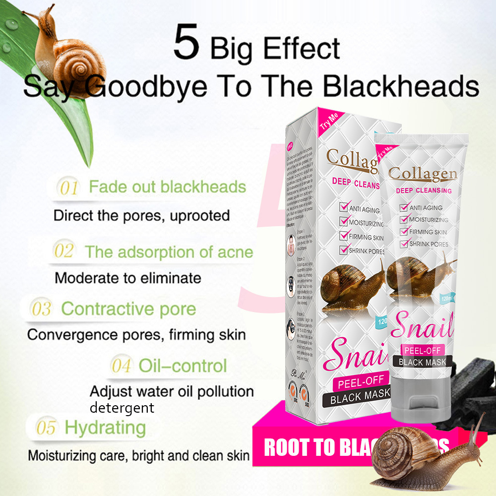 Snail Collagen Peel-off Mask Black Mask Nose Mask Facial Cleaning Moisturizing and Tearing Mask Skin Care Oil Control 120ml