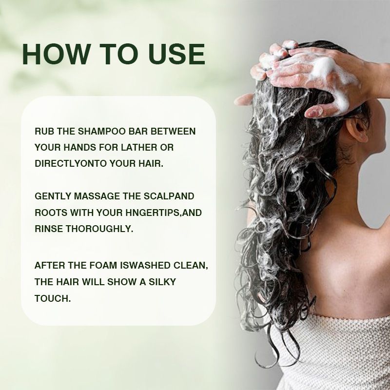 120g Herbal Shampoo Soap Bar with Oriental Arborvitae & Usman Grass, 3pcs Natural Hair Care Soap for Frizzy Hair, Repairing & Nourishing Shampoo Bar for Strong Hair, Gentle Cleansing Solid Shampoo for Daily Hair Care

