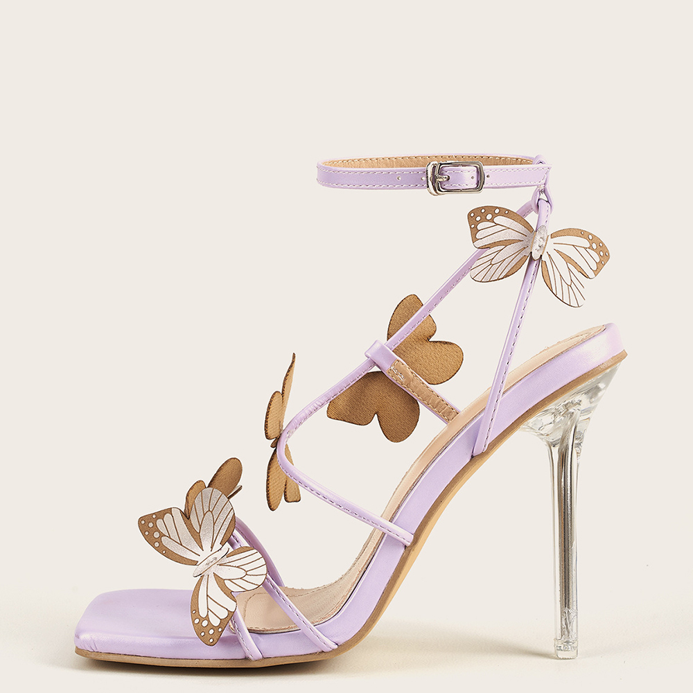 LZ-73 Women's Butterfly Applique Stiletto Heeled Sandals