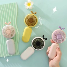 Summer USB charging handheld small fan cute cartoon mini desktop fan school start small gift logo