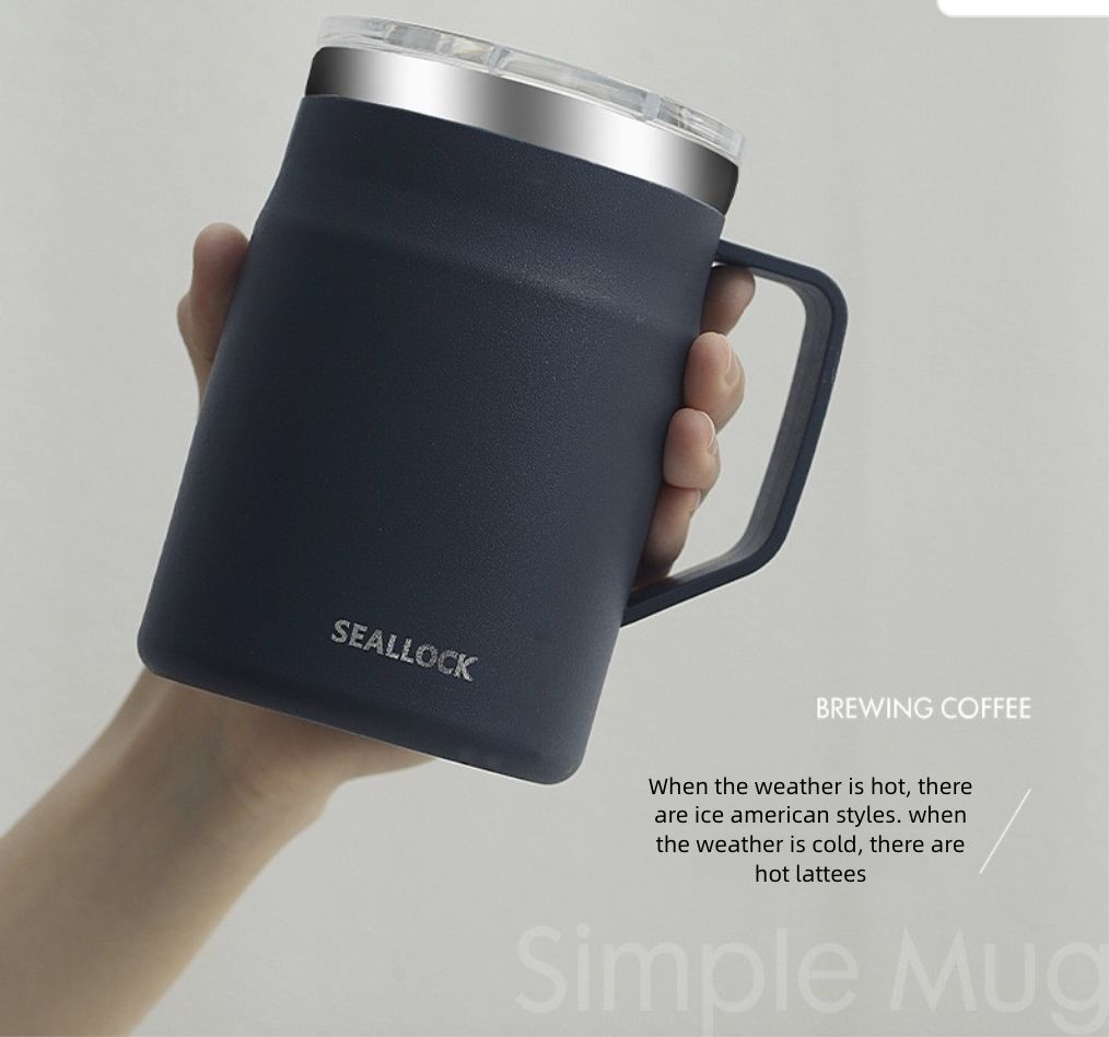 Ins Style Stainless Steel Coffee Cup Portable Insulated Water Cup Stainless Steel Cup Sealed with Lid Mark Cup Kitchen Dining Dinnerware Coffee Cups Mugs