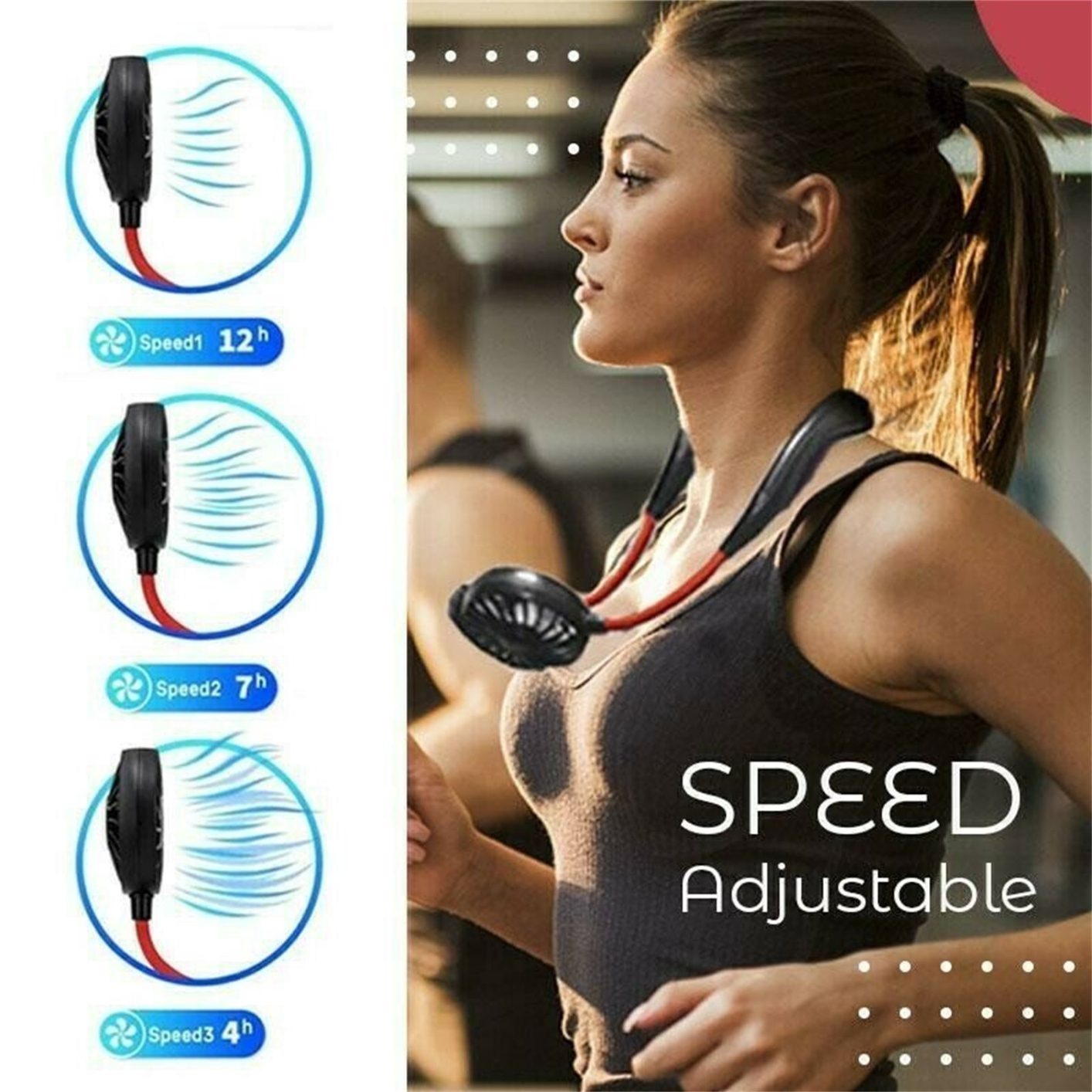 Neck Fan Portable Face Fan Personal Usb Hands-Free Mini Wearable Sports Handheld Cooling Small New Fans Around Your Neck For Travel Office Room Household Outdoor Sports
