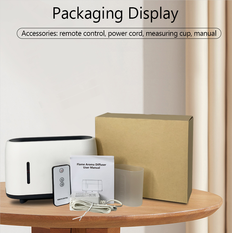 240ml Flame Humidifier Essential Oil Aroma Diffuser with Remote Control RGB Color Lighting Simulate Fire Effect