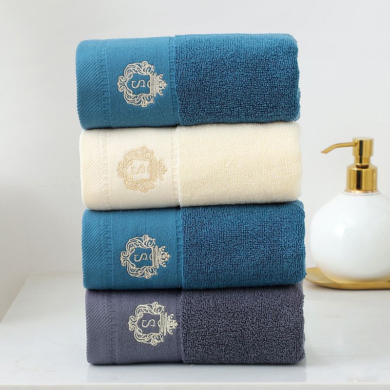 Thick Plush All Cotton Facial Towels Delicate Embroidery Design Strong Water Absorption Reusable Household Hand Towels Ideal Gift for Wedding Festival Company Souvenir Daily Skincare Use