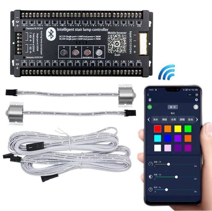 Motion sensor Staircase Lighting IC running strip dimmer APP control stair light System Controller 3003
