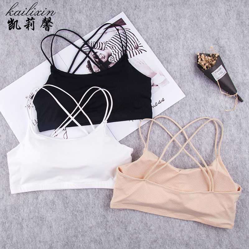 007 Comfortable Ice Silk Tube Vest Bra Sling Beauty Back Padded Camisoles Wireless Push Up Chest Wrap Top