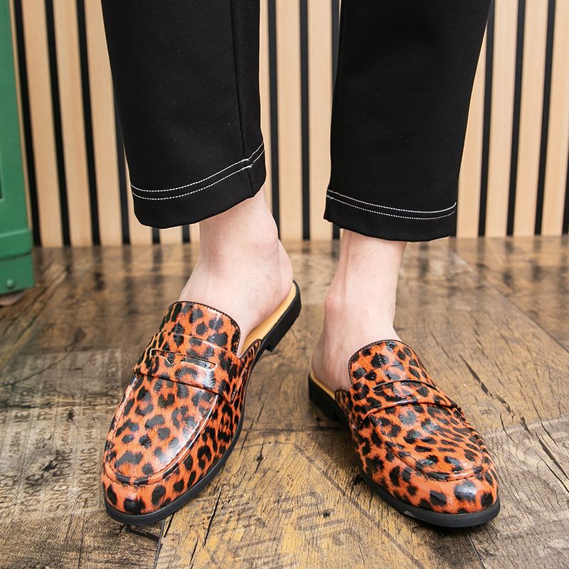 Youth Men Leisure Cool Mules Man Summer Slippers Fashion Casual Leather Loafers Flats Shoes Pu Breathable Slip On Footwears For