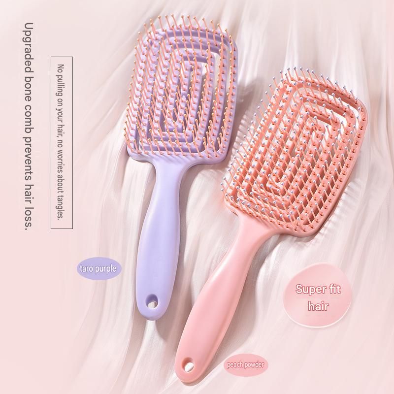 Rib Shape Hollow Air Cushion Massage Hair Comb  Wavy Curved Vent Hair Brush for Fluffy High Cranial Top Styling Scalp Massage Salon Home Hairdressing Tool
