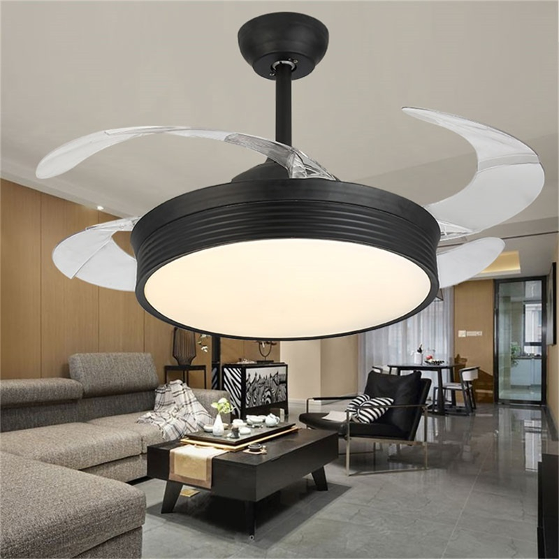 OUFULA Ceiling Fan Light Invisible Lamp With Remote Control Modern Simple LED For Home Living Dining Room