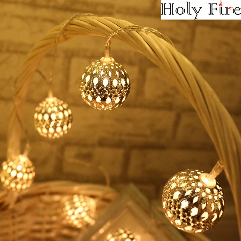 Holy Fire 10leds 1.5m Fairy Lights Moroccan Ball Strips Christmas Lights Battery-operated Garland Christmas Decoration Festoon led light