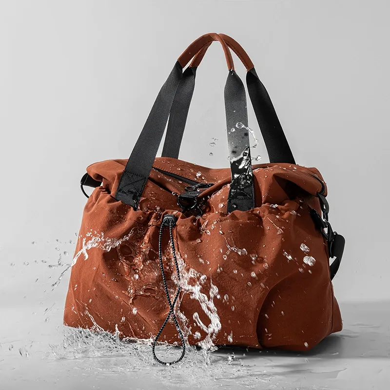 Unisex Drawstring Gym Bag with Wet Dry Separation Compartment, Expandable Casual Travel Duffle Bag, Couple Short Trip Hand Luggage Sack for Sports Business Trip