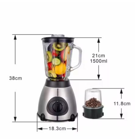 KAEN WUOD 2 in 1 Blender Juicer KE-2268 5 Speed with Stainless Steel Jar Electric Food Mixer Blender