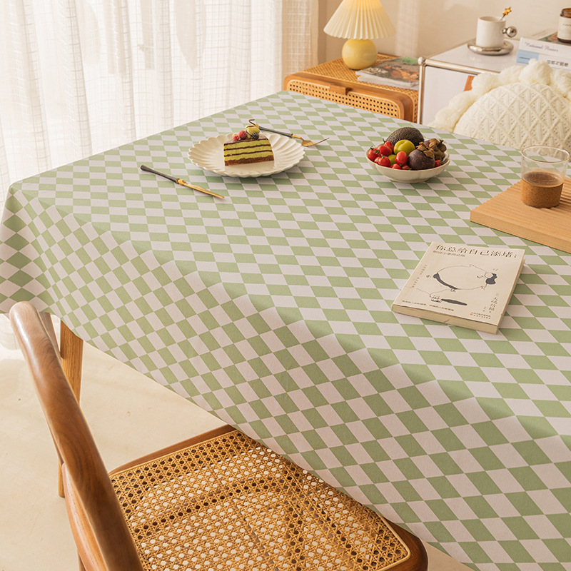 Plastic PVC Thick rectangula grid printed tablecloth Waterproof Oilproof Home kitchen dining Table Colth Cover Mat Oilcloth Wash 90*140cm

