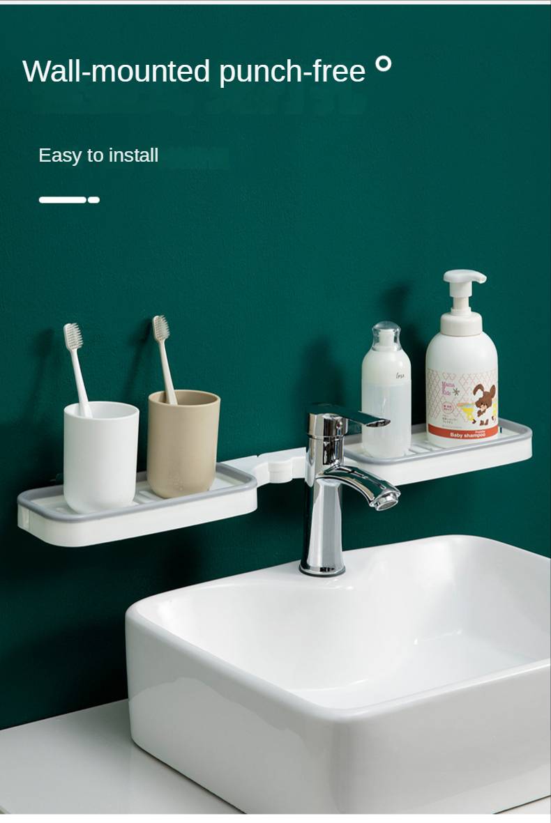 B4233 Foldable Corner Bathroom Shelf Kitchen Storage Rotating Rack Floating Shelves For Wall Holder Triangular Shower Organizer
