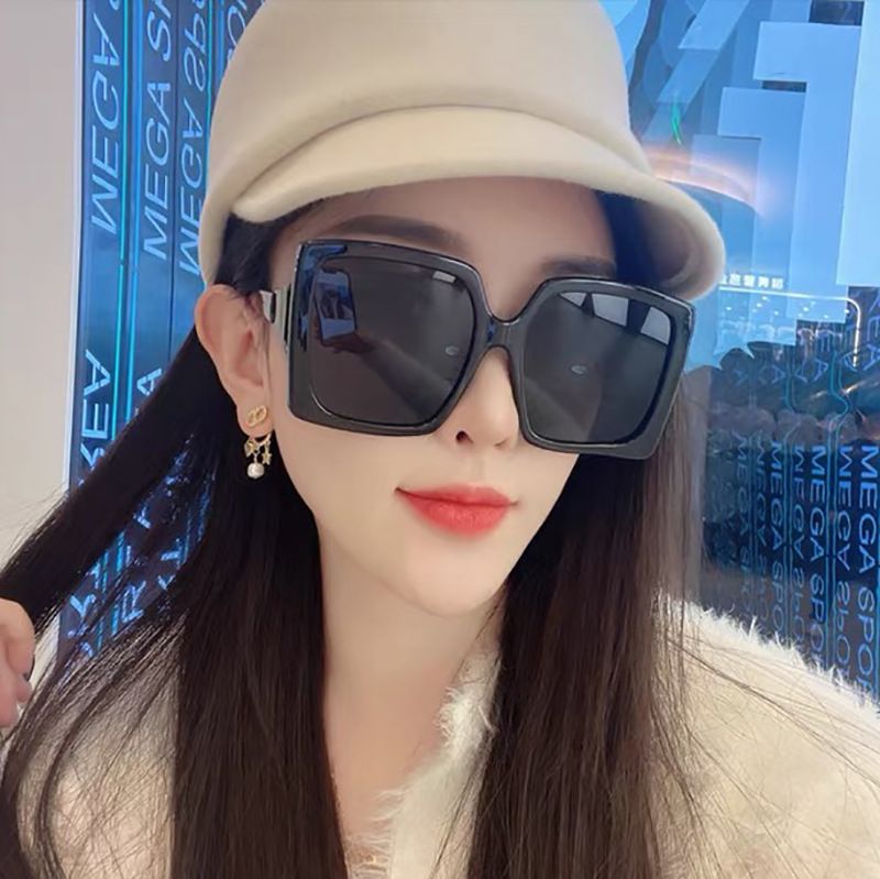97104 Vintage Luxury Flower Printed Over-sized Sunglasses UV400 Large Square Sunglasses For Women