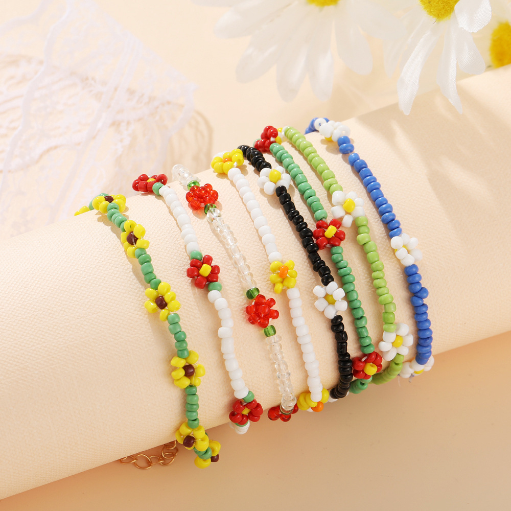 54266 Colorful Beaded Bracelet Creative Bohemian Beach Faux Pearl Bead Bracelet